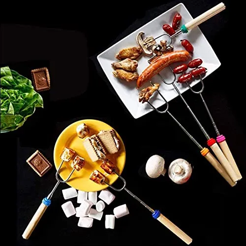 12Pack Marshmallow Roasting Sticks - Smores Skewers Stick for Fire Pit Hot Dog Campfire Skewers Mashmellow Camping 32 Inch Long Extendable Forks by Mluchee