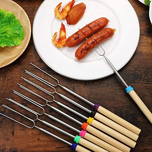 12Pack Marshmallow Roasting Sticks - Smores Skewers Stick for Fire Pit Hot Dog Campfire Skewers Mashmellow Camping 32 Inch Long Extendable Forks by Mluchee