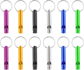 12Pcs Aluminium Safety Whistle Keychain Emergency Whistle Survival for Camping Hiking Loud Whistles Emergency for Women Defense Outdoor Sports Boating Hunting Self Defense