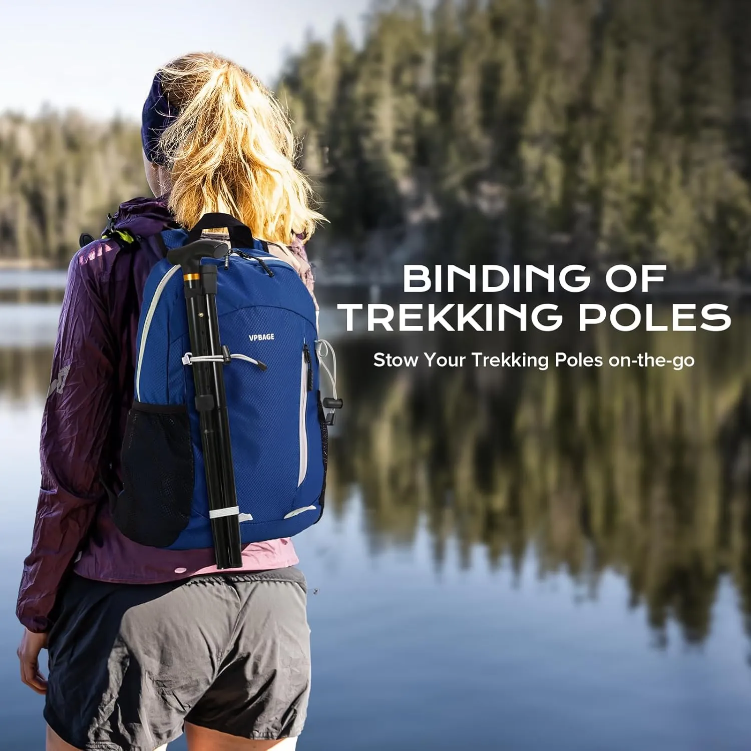 15L Water-resistant Hiking Daypack, Small Backpack Travel Outdoor, Lightweight Day Pack with Tool Loops