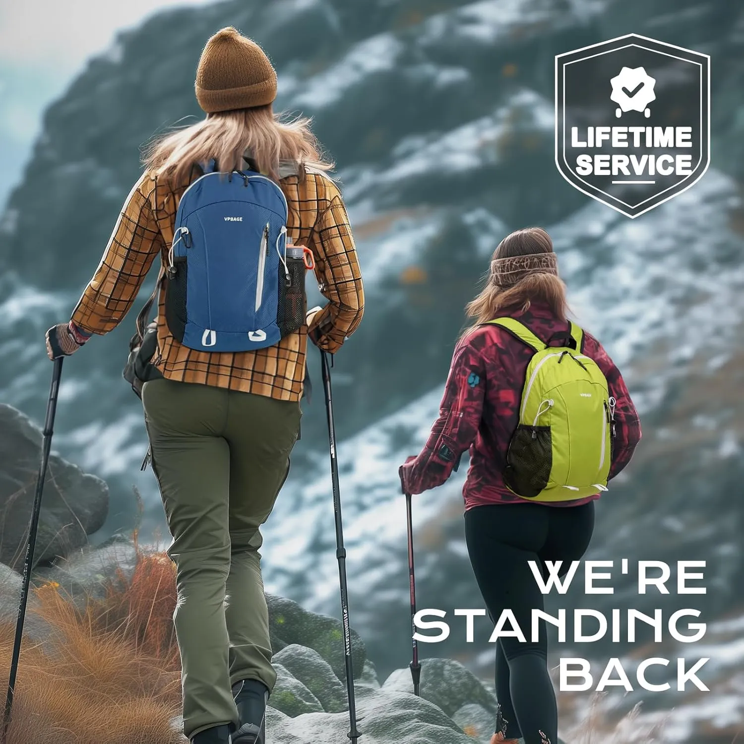 15L Water-resistant Hiking Daypack, Small Backpack Travel Outdoor, Lightweight Day Pack with Tool Loops