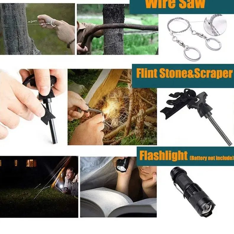 16-In-1 Outdoor Tactical Survival Camping Multi-Functional Kit