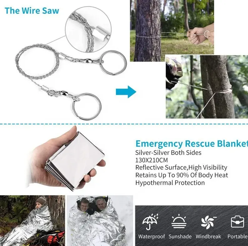 16-In-1 Outdoor Tactical Survival Camping Multi-Functional Kit