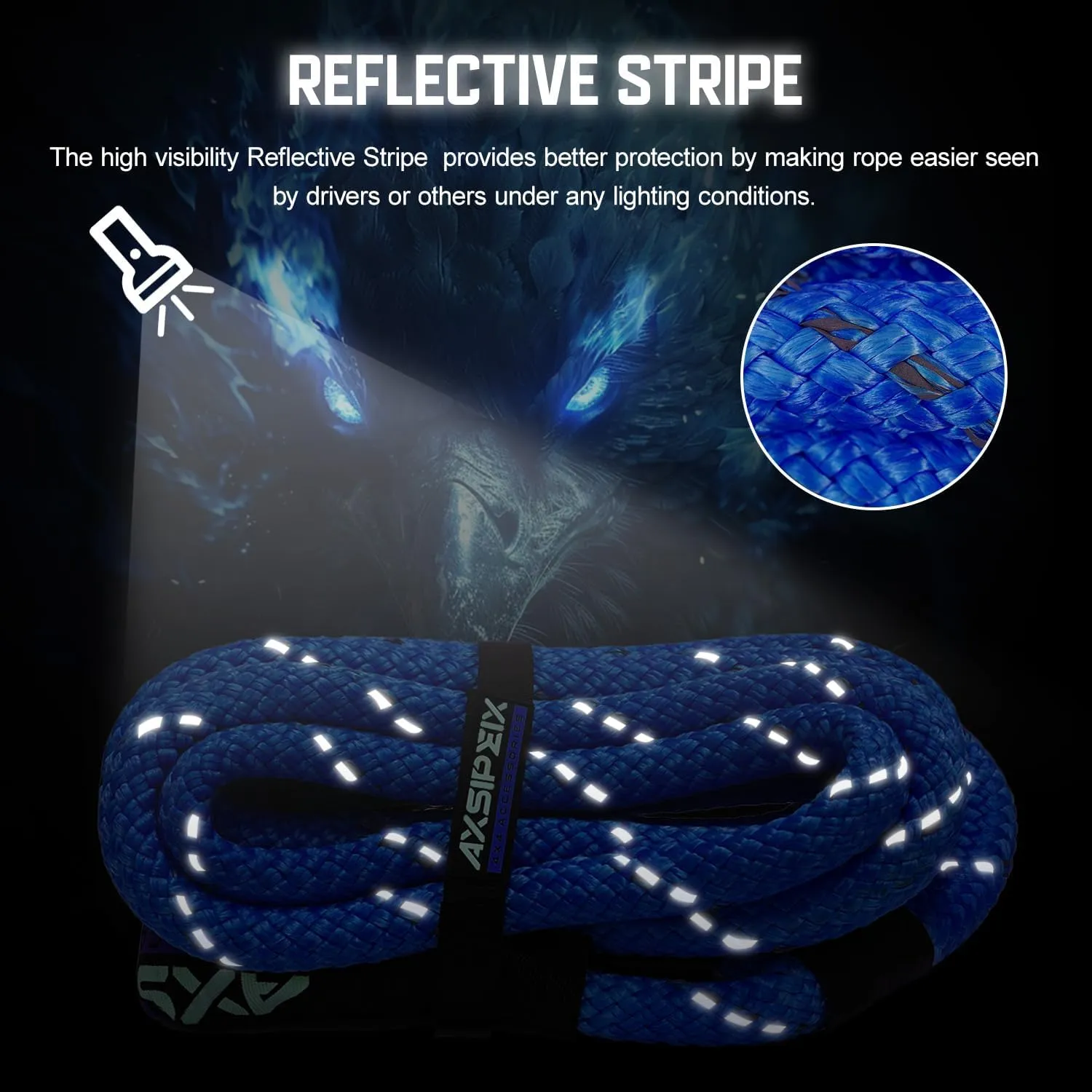 1"30ft Kinetic Recovery Rope (48,500lbs) Heavy Duty Offroad Recovery Rope with 2 Soft Shackles 1/2" x 22" Offroad Recovery Kit for UTV, ATV, Truck, Car (Blue)