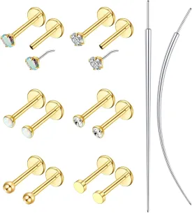 20G/18G Flat Back Earrings Stud - Hypoallergenic Earrings for Women - 316L Surgical Stainless Steel Tragus Cartilage Lip Medusa Piercing Jewelry - Threadless Nose Stud for Women Men