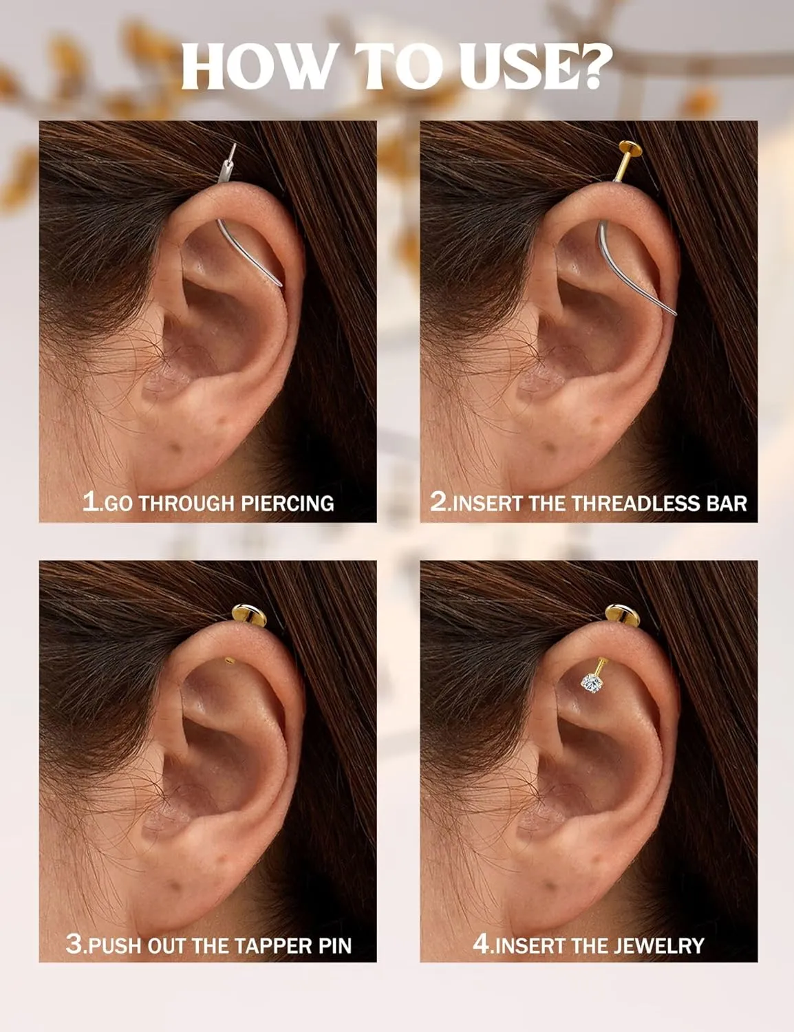 20G/18G Flat Back Earrings Stud - Hypoallergenic Earrings for Women - 316L Surgical Stainless Steel Tragus Cartilage Lip Medusa Piercing Jewelry - Threadless Nose Stud for Women Men