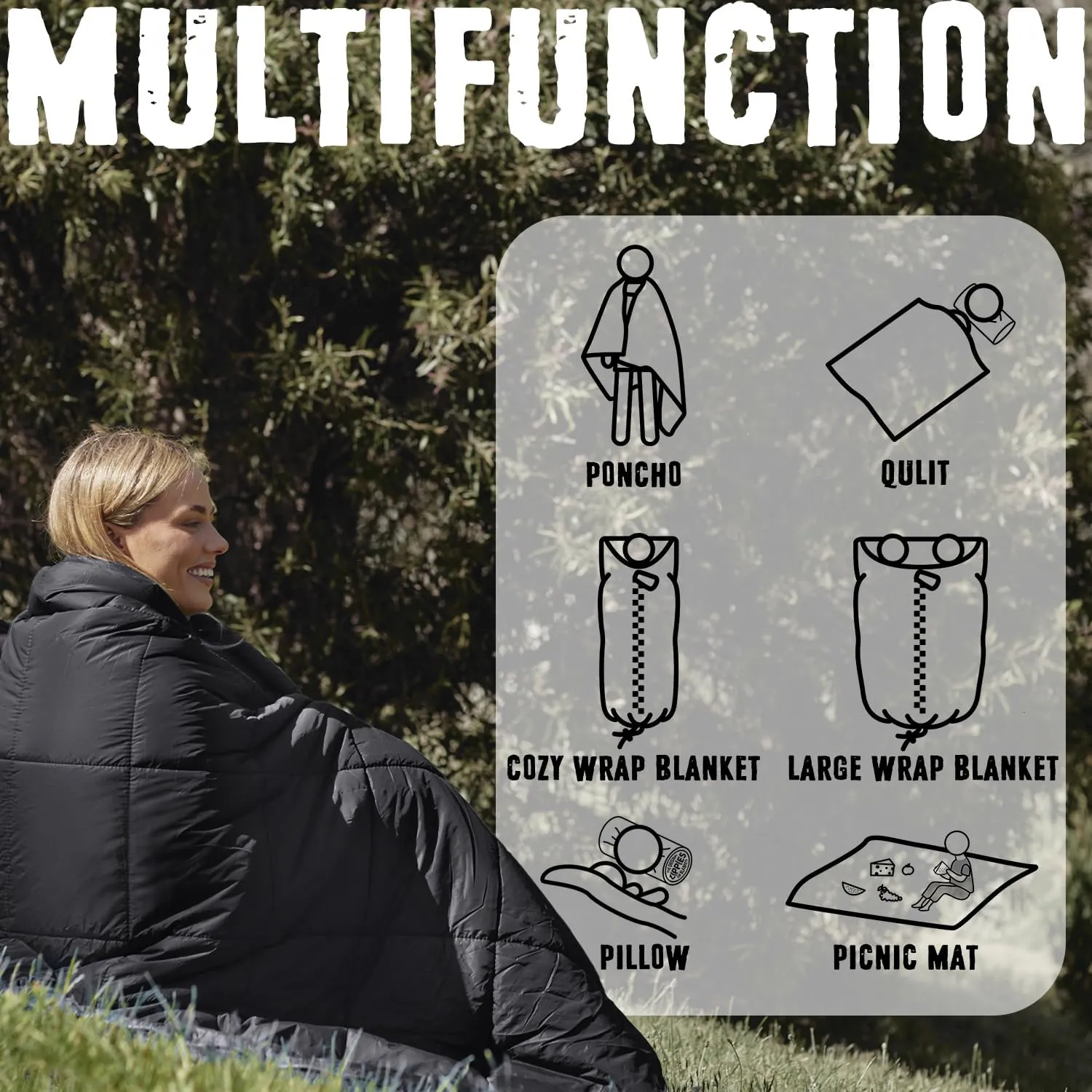 3M Thinsulate Insulation Puffy Camping Blanket for Cold Weather, Queen Size Warm Camping Quilt with Zipper, Waterproof Outdoor Sleeping Bag for Hammock, Cozy & Versatile Gift for Men and Women