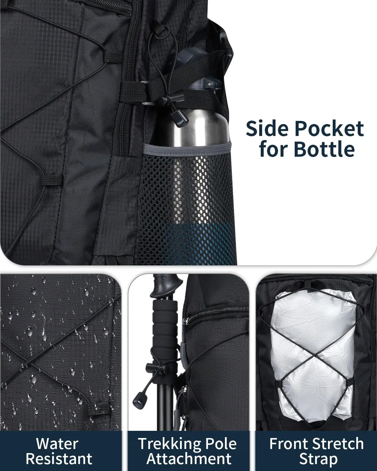 40L Hiking Backpack Lightweight Water Resistant Camping Outdoor Sport Trekking Travel Daypack for Men WomenBlack A