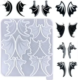 6 Pairs Dragon Wings Earring Pendant Epoxy Mold, Left and Right Wings, DIY Resin Casting Silicone Mold