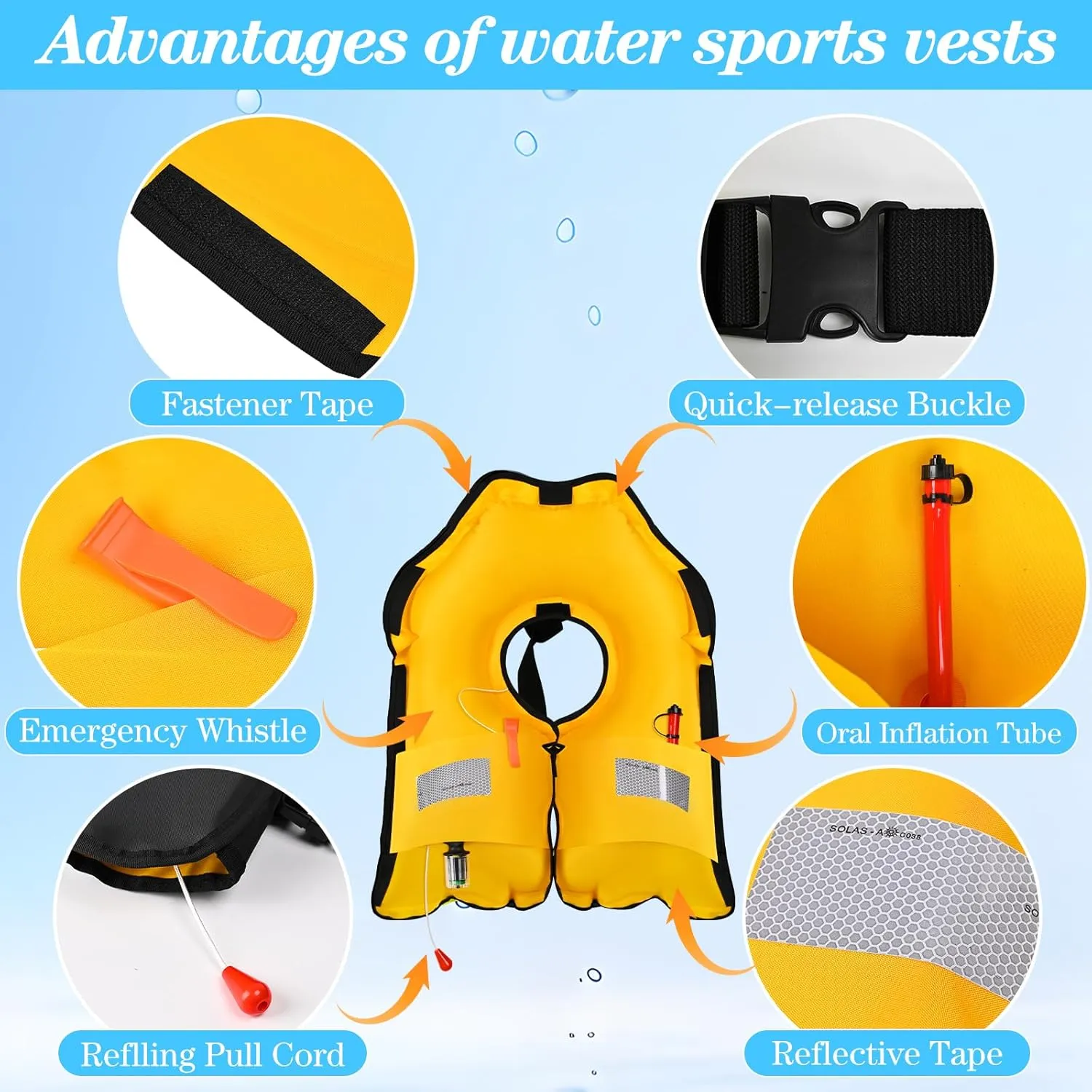 Adult Automatic Kayaking Vest Water Sports Vest for Boating Fishing Kayaking Paddling