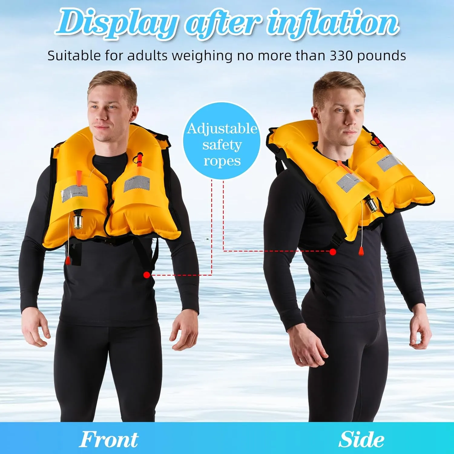 Adult Automatic Kayaking Vest Water Sports Vest for Boating Fishing Kayaking Paddling