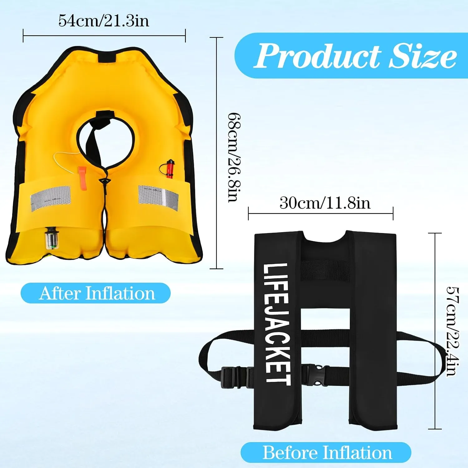 Adult Automatic Kayaking Vest Water Sports Vest for Boating Fishing Kayaking Paddling