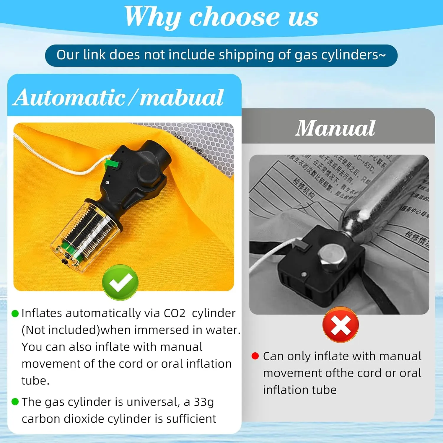 Adult Automatic Kayaking Vest Water Sports Vest for Boating Fishing Kayaking Paddling
