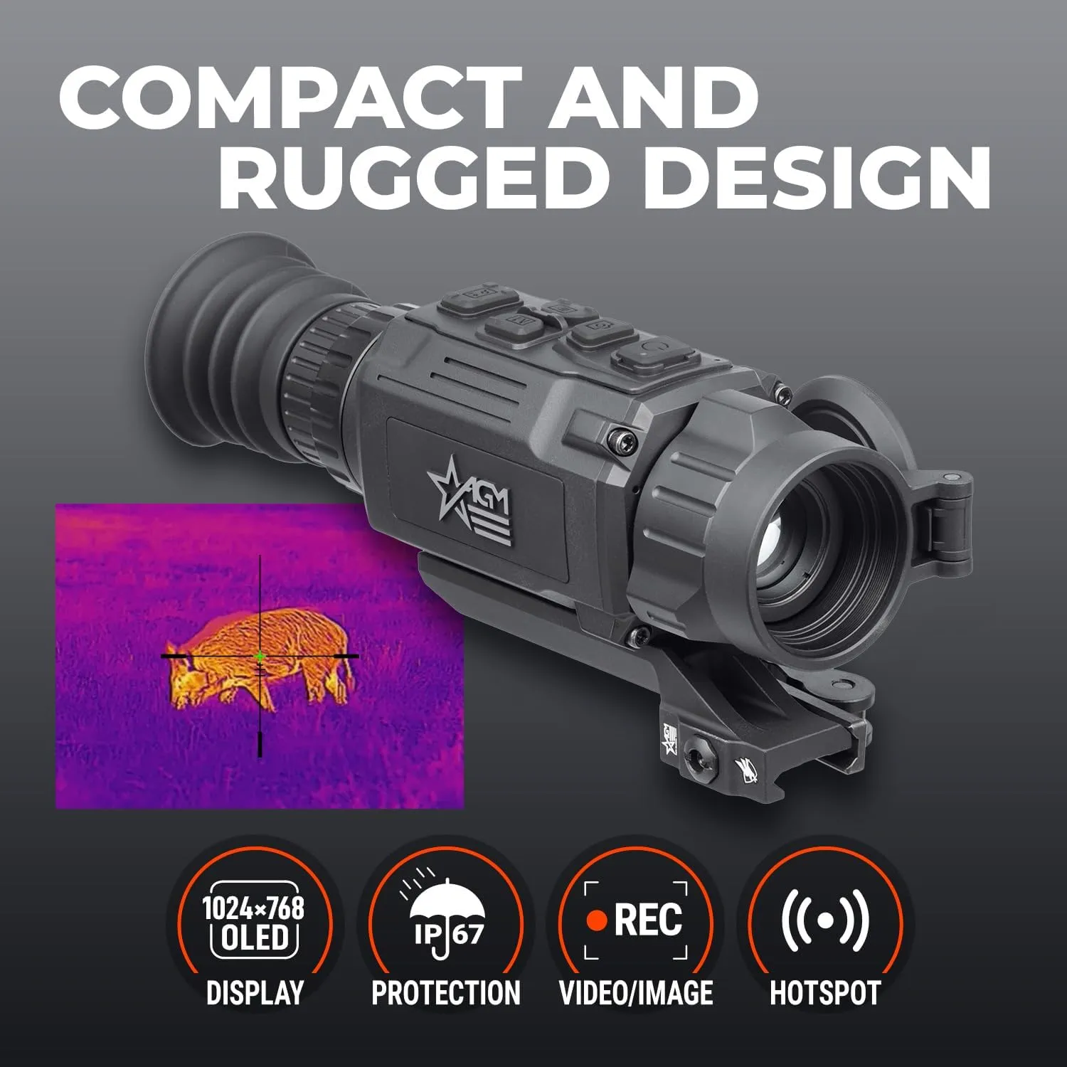 AGM Global Vision Rattler V2 Thermal Imaging Rifle Scope for Hunting. High Resolution Thermal Scope with High Sensitivity Thermal Optics IR Vision riflescope. Waterproof & Durable Design