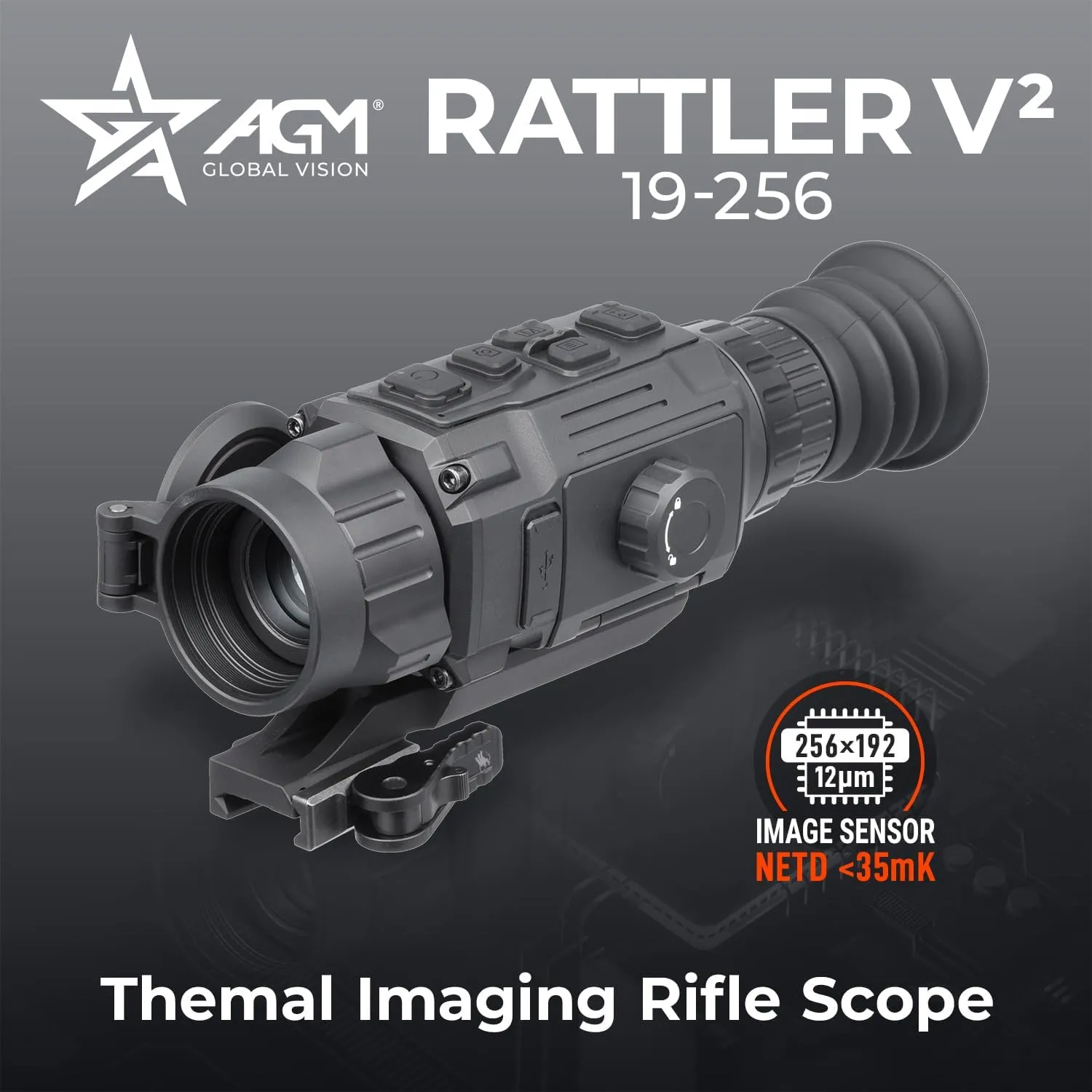 AGM Global Vision Rattler V2 Thermal Imaging Rifle Scope for Hunting. High Resolution Thermal Scope with High Sensitivity Thermal Optics IR Vision riflescope. Waterproof & Durable Design