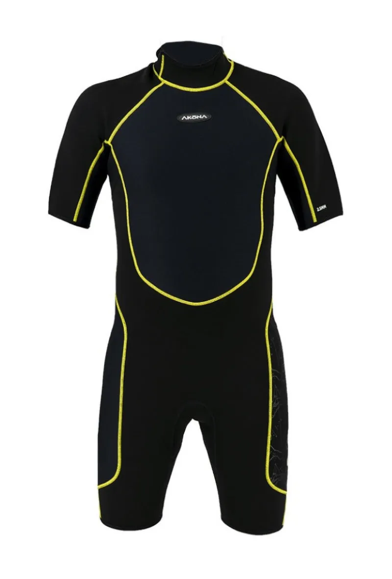 Akona Men's 2.5mm Shorty Back Zip Classic Line - Comfortable, Lightweight, Flexible Fit, Great Warmer Water Temperatures
