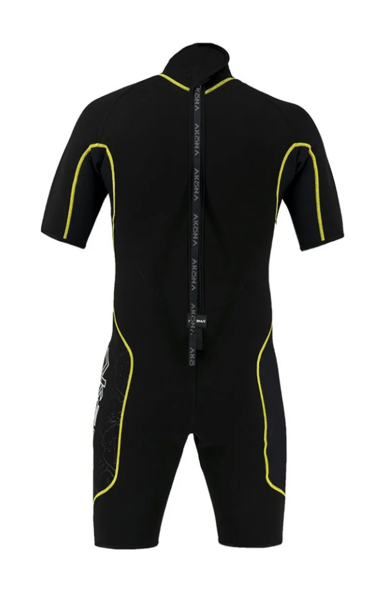 Akona Men's 2.5mm Shorty Back Zip Classic Line - Comfortable, Lightweight, Flexible Fit, Great Warmer Water Temperatures