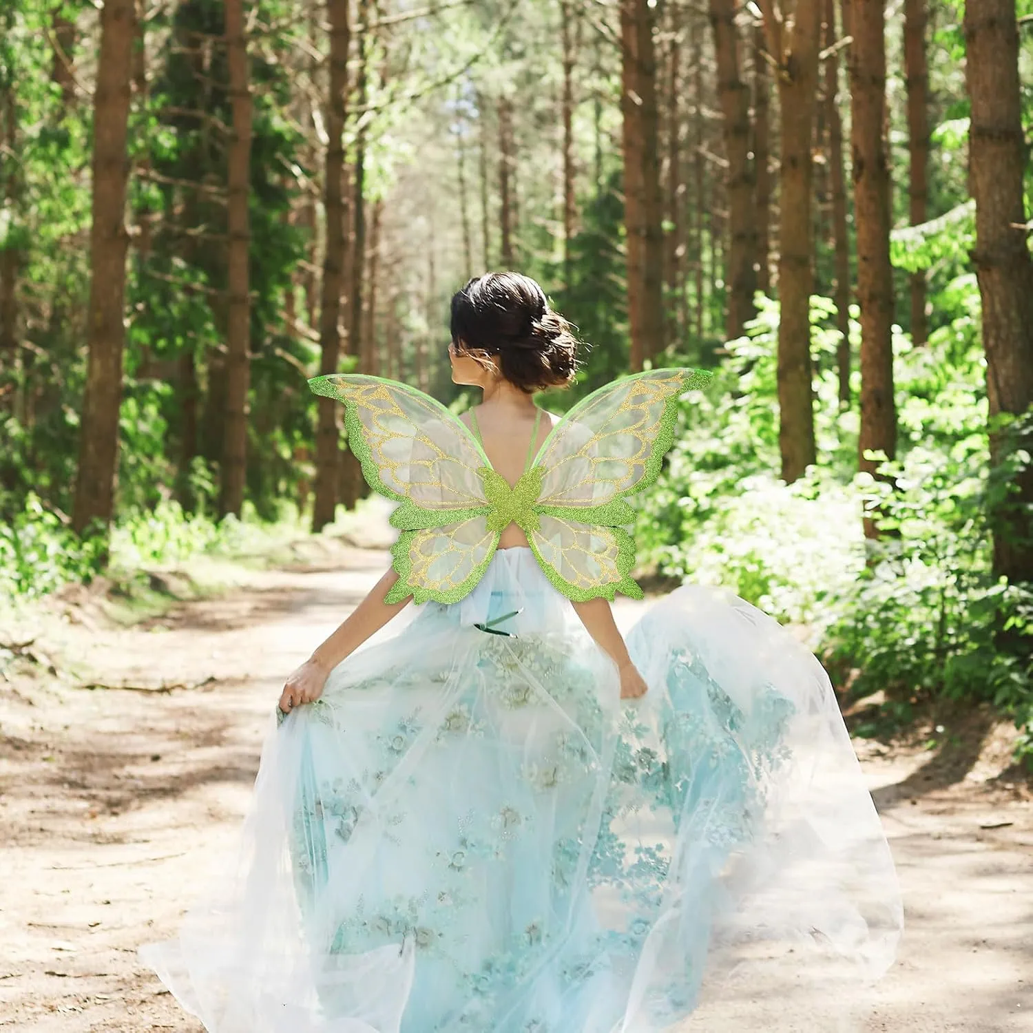 ALIBBON Butterfly Wings Glitter Fairy Wings Costume for Women, Butterfly Wings Princess Angel Elf Dress Up Accessories