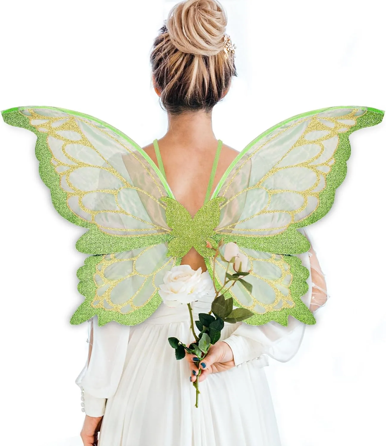ALIBBON Butterfly Wings Glitter Fairy Wings Costume for Women, Butterfly Wings Princess Angel Elf Dress Up Accessories