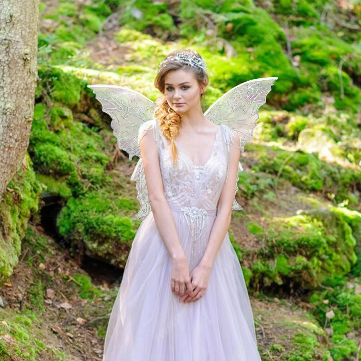 ALIBBON Fairy Wings Transparent Fairy Wings Costume for Women, Butterfly Wings Dress Up Accessories