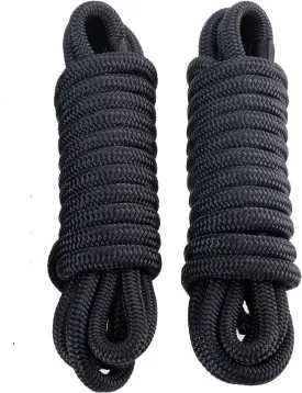 Amarine Made Dock Line, Double Braided Nylon Dock Lines 3300 lbs Breaking Strength (L:15 ft. D:3/8 inch Eyelet: 10 inch) 2 Pack of Marine Mooring Rope Boat Dock Lines Working Load Limit:660 lbs