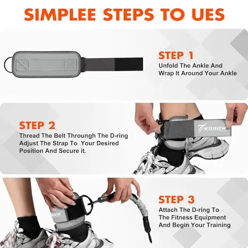 Ankle Resistance Bands with Cuffs, Ankle Bands for Working Out, Ankle Resistance Band for Leg, Glutes Workout Equipment, Booty Workout Equipment for Kickbacks Hip Fitness Training