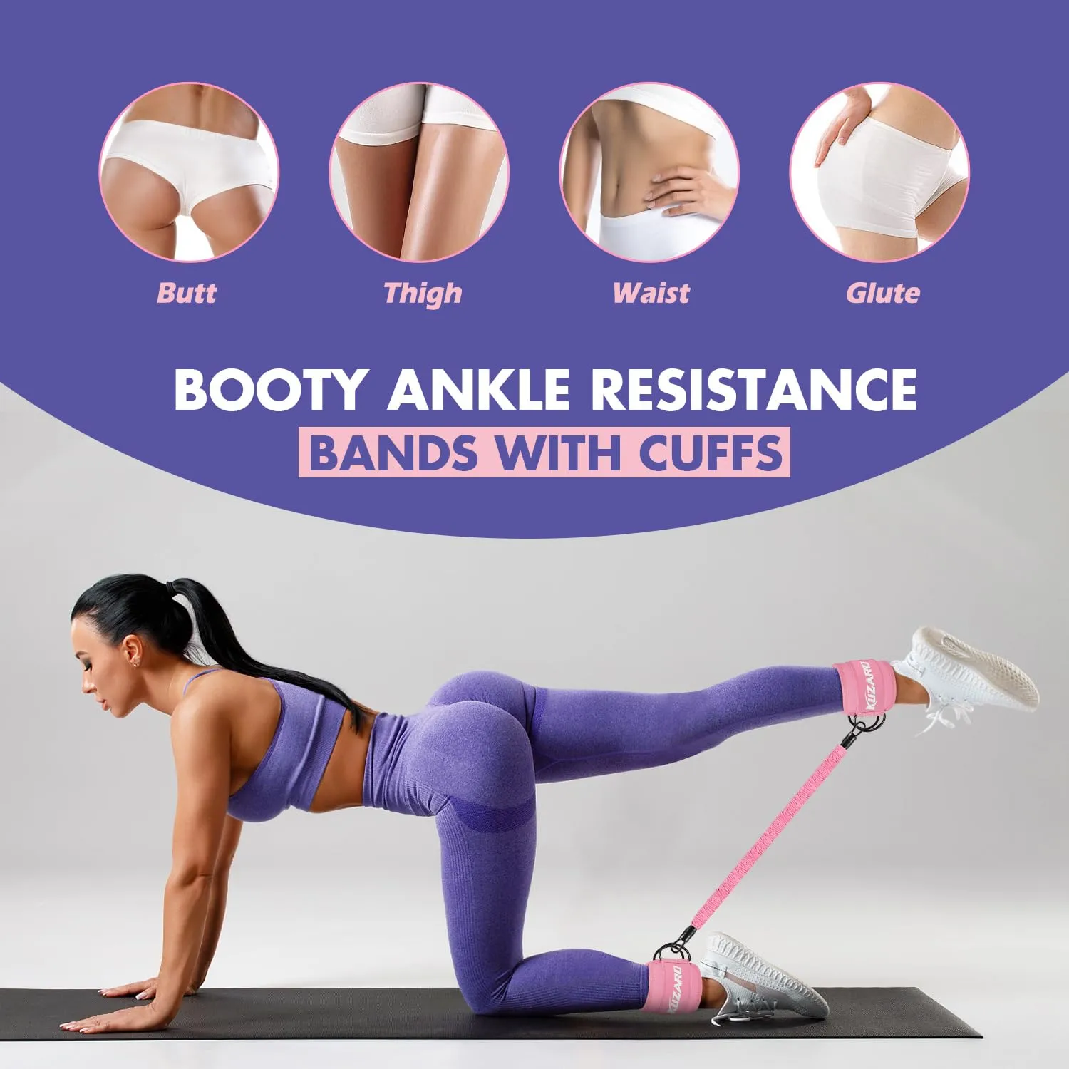 Ankle Resistance Bands with Cuffs, Ankle Bands for Working Out, Ankle Resistance Band, Glutes Workout Equipment, Butt Exercise Fitness Equipment for Women and Booty - Perfect for Home Gym Workout Pink