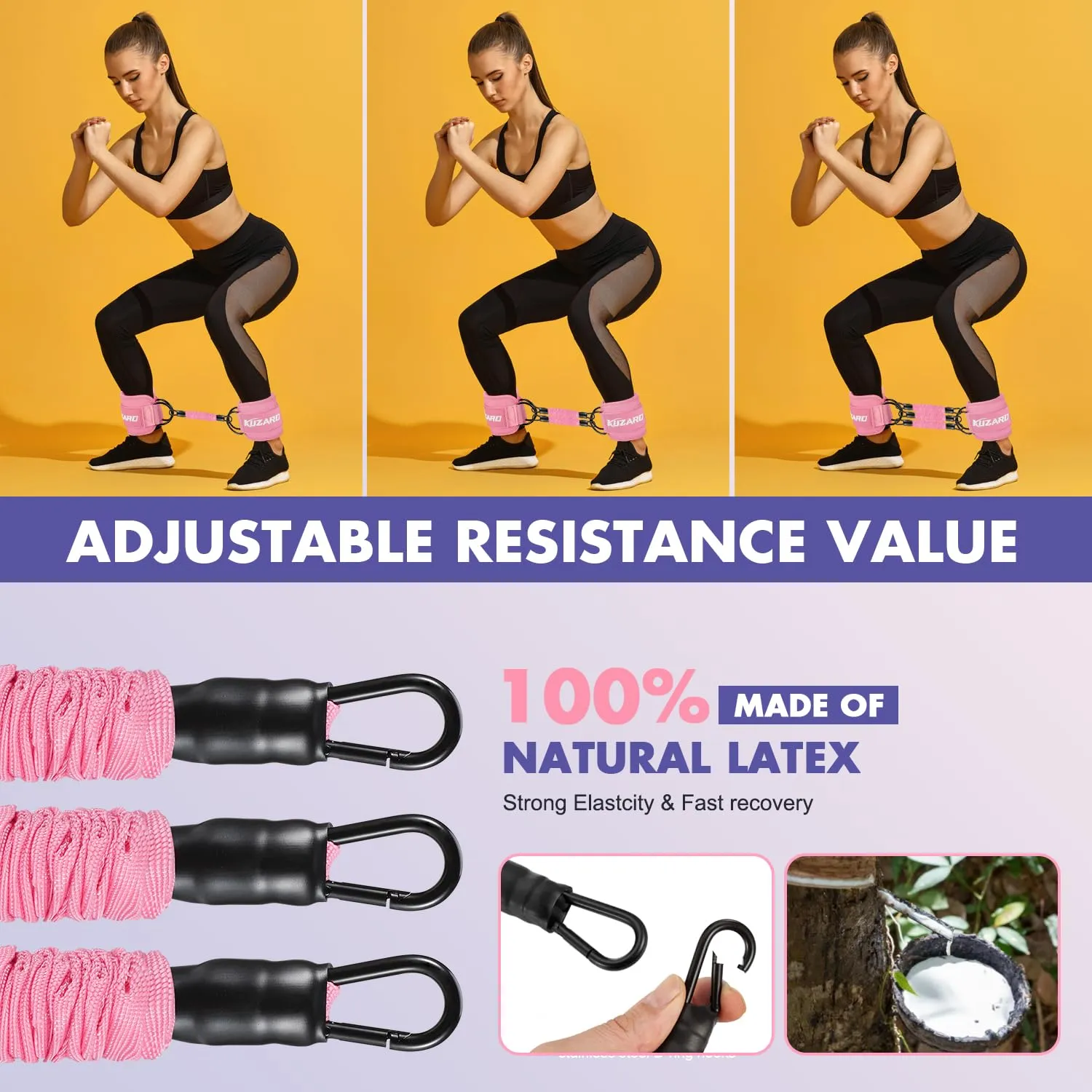 Ankle Resistance Bands with Cuffs, Ankle Bands for Working Out, Ankle Resistance Band, Glutes Workout Equipment, Butt Exercise Fitness Equipment for Women and Booty - Perfect for Home Gym Workout Pink