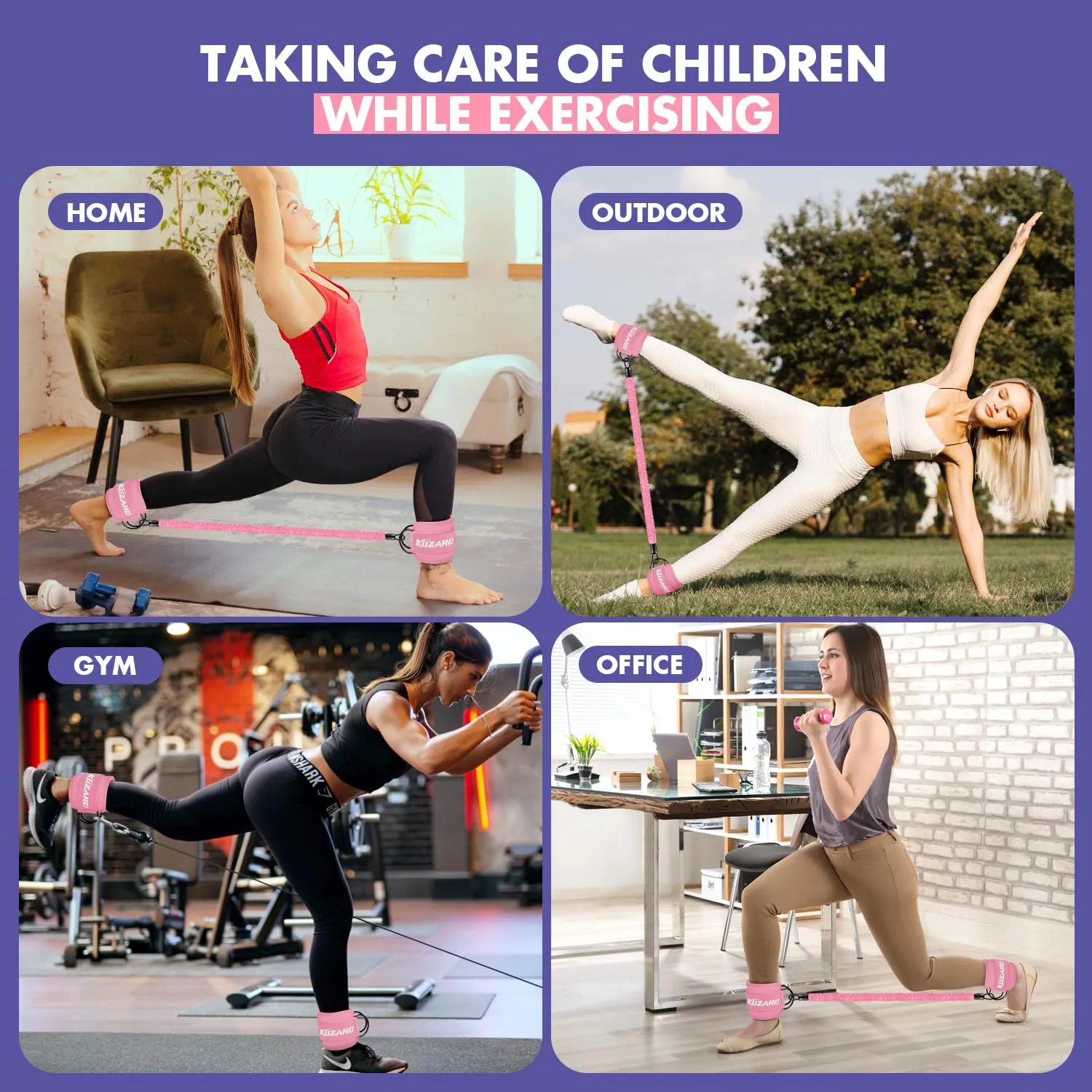 Ankle Resistance Bands with Cuffs, Ankle Bands for Working Out, Ankle Resistance Band, Glutes Workout Equipment, Butt Exercise Fitness Equipment for Women and Booty - Perfect for Home Gym Workout Pink