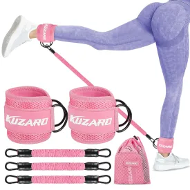 Ankle Resistance Bands with Cuffs, Ankle Bands for Working Out, Ankle Resistance Band, Glutes Workout Equipment, Butt Exercise Fitness Equipment for Women and Booty - Perfect for Home Gym Workout Pink