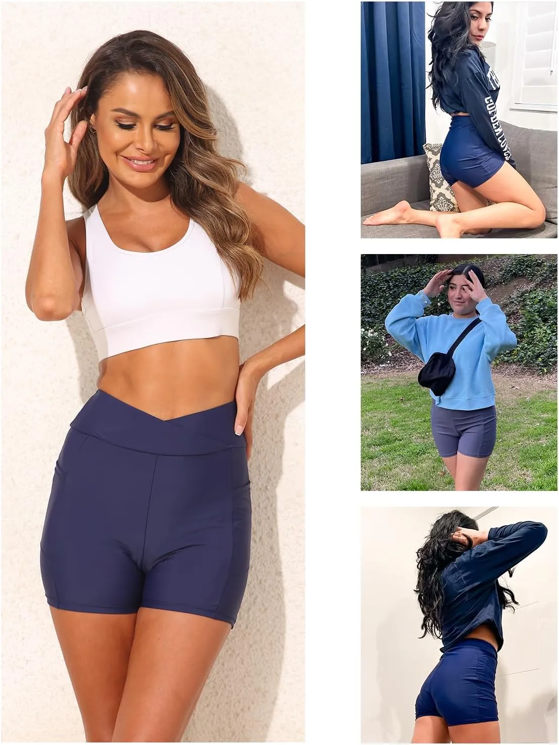 Aqua Eve Plus Size Swim Shorts Women Tummy Control Swimsuit Bottoms High Waisted Bikini Bottom