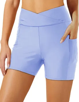Aqua Eve Plus Size Swim Shorts Women Tummy Control Swimsuit Bottoms High Waisted Bikini Bottom