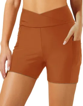 Aqua Eve Plus Size Swim Shorts Women Tummy Control Swimsuit Bottoms High Waisted Bikini Bottom