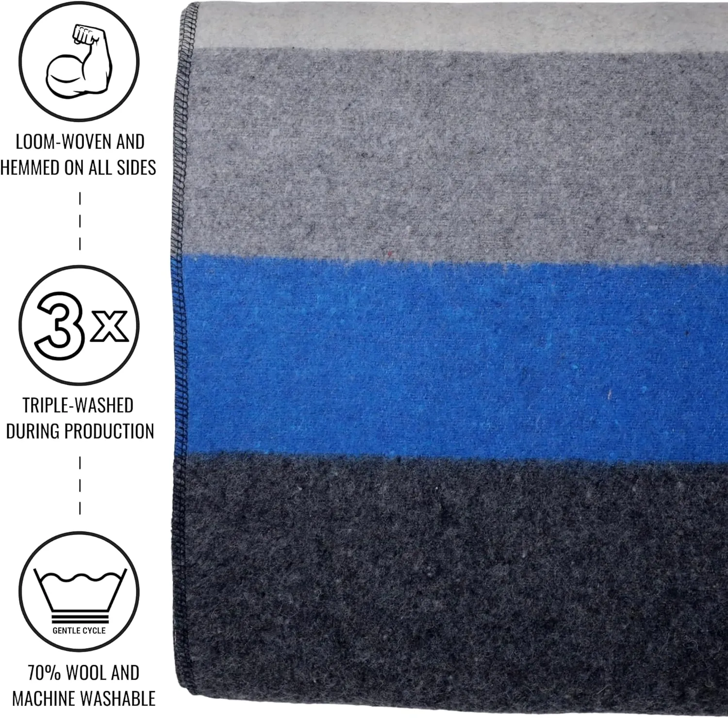 Arcturus Patterned Wool Blankets - 4.5lbs Warm, Heavy, Washable, Large | Great for Camping, Outdoors, Sporting Events, or Survival & Emergency Kits