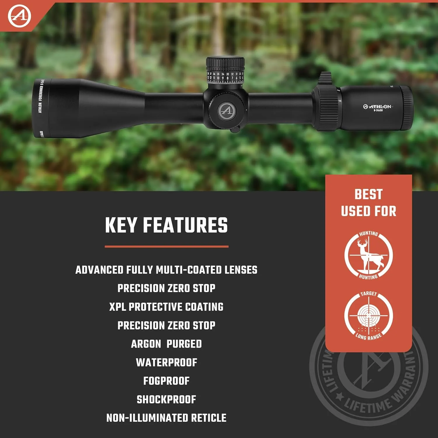 Athlon Optics Forerunner 6-24x50 FFP Rifle Scope