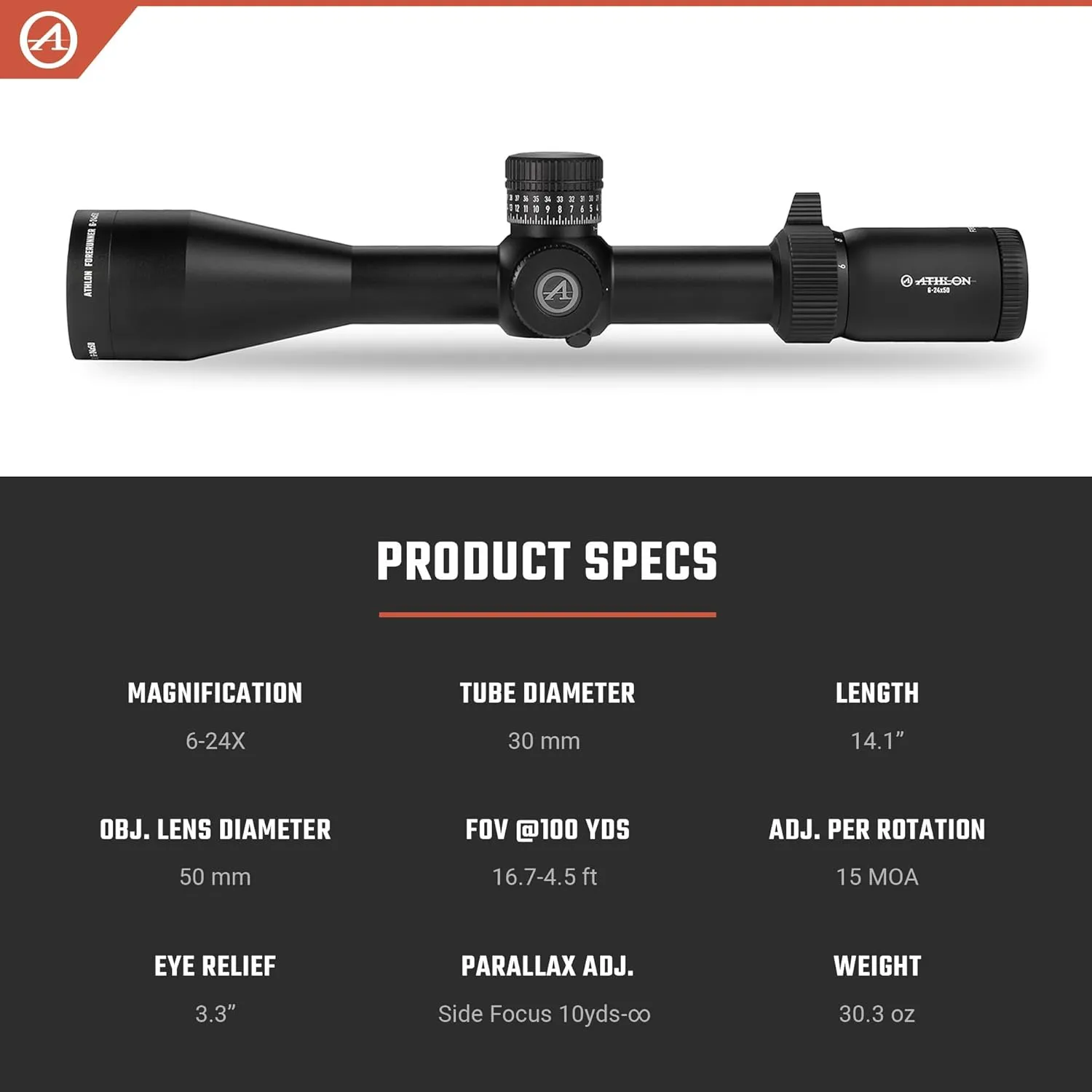 Athlon Optics Forerunner 6-24x50 FFP Rifle Scope
