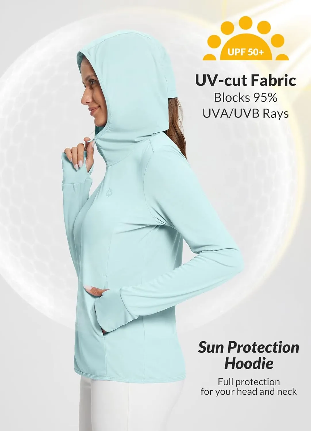 baleaf Women's UPF 50  Sun Protection Shirts SPF Jacket UV Cooling Hoodie Long Sleeve Summer Clothing for Outdoor Hiking