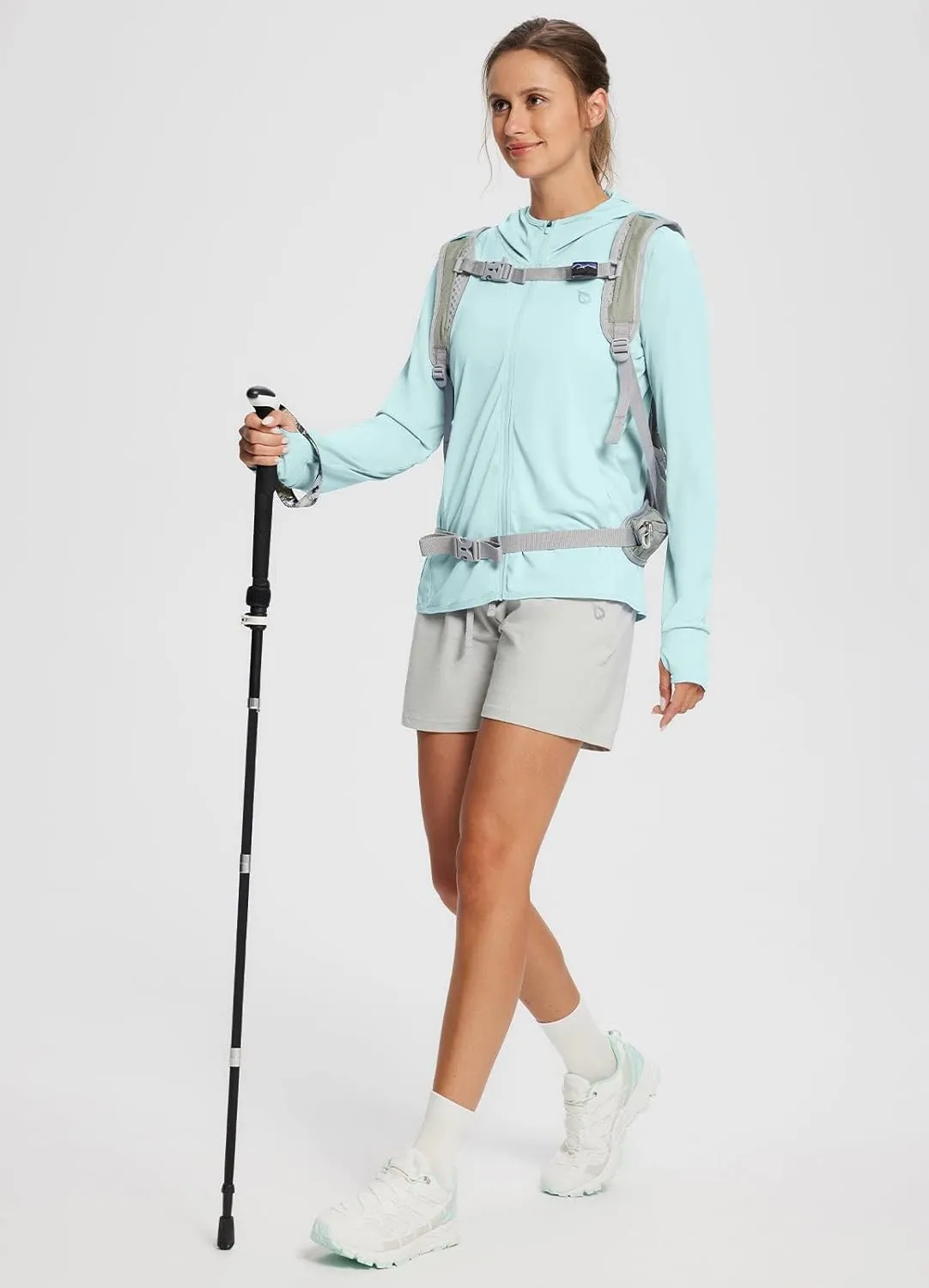 baleaf Women's UPF 50  Sun Protection Shirts SPF Jacket UV Cooling Hoodie Long Sleeve Summer Clothing for Outdoor Hiking