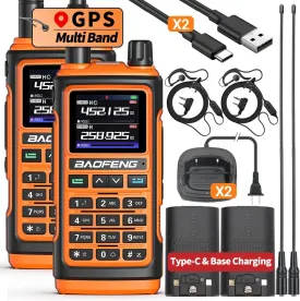BAOFENG UV-17 PRO GPS Ham Radio Long Range Handheld Upgraded of UV-17R Walkie Talkie NOAA Weather Receiver Copy Frequency USB Charging 999 Channels Two Way Radio with High Gain Antenna,2 Pack