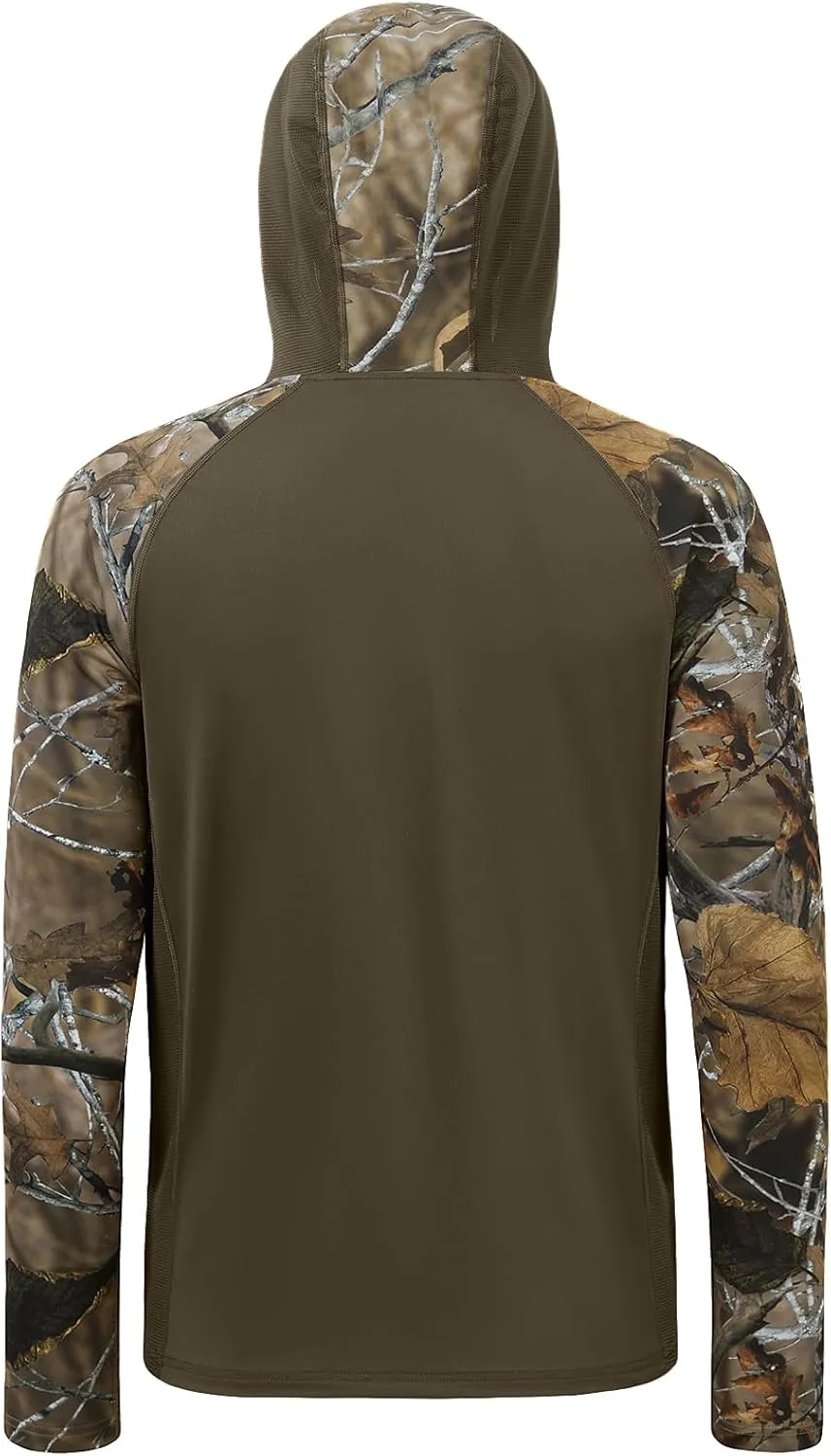BASSDASH Mens UPF 50 Performance Fishing Shirt Cooling Hoodie Camo Long Sleeve FS17M