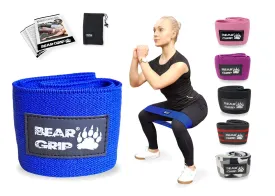 Bear Grip Hip Band Circle - Glute Activation Band Heavy Elasticated Cotton in Two Sizes Ideal for Warm ups … Blue M