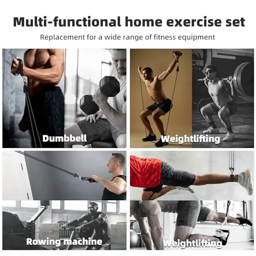 Besloor Resistance Band Set. Exercise Bands with Handles, Door Anchor and Ankle Strap. Home Gym Equipment, Supports Full-Body Workouts - with Fitness Poster and Video (Black)