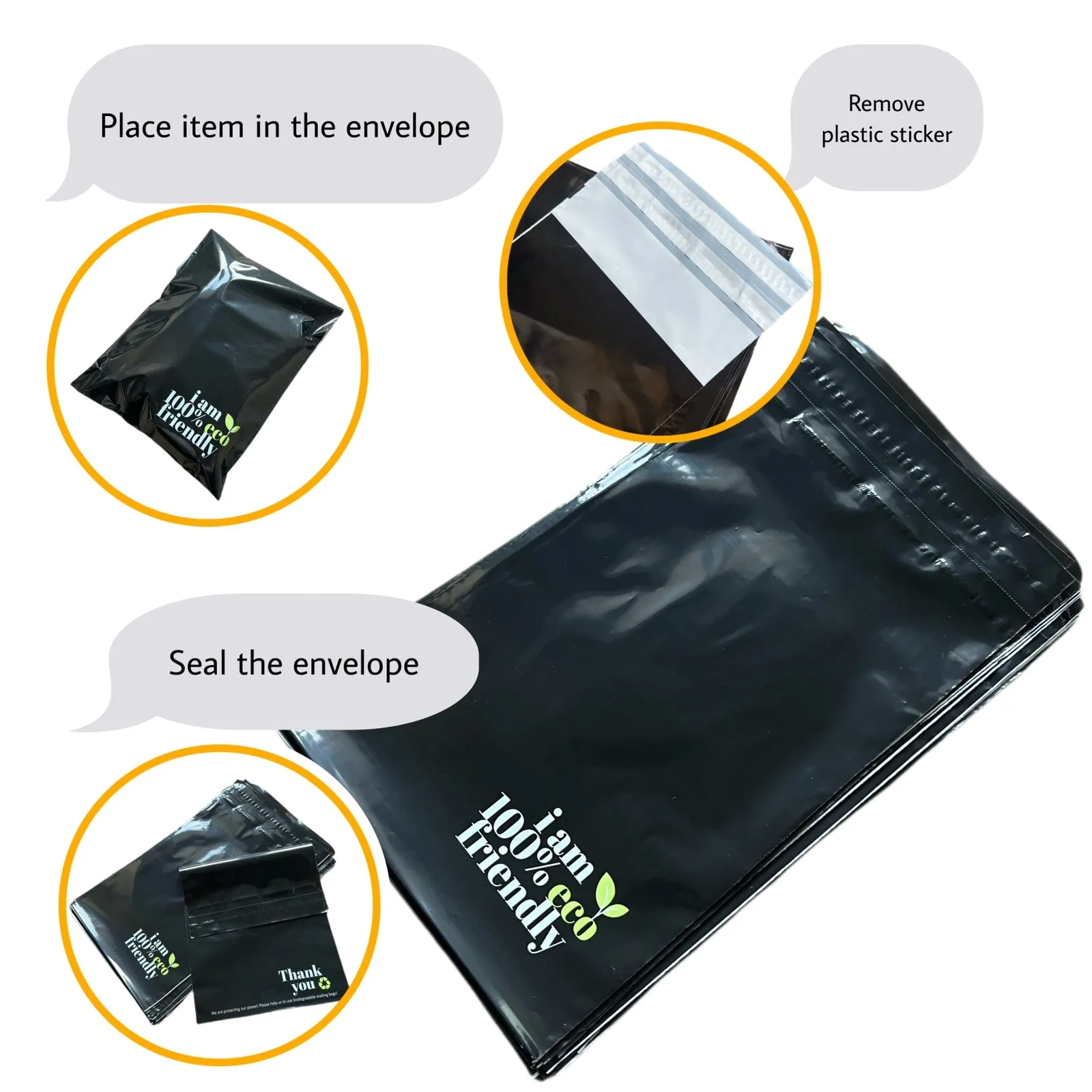 Biodegradable Mailing Bags 100% with Double Peel & Seal Tape, 30 cm x 40 cm   7 cm 10 units