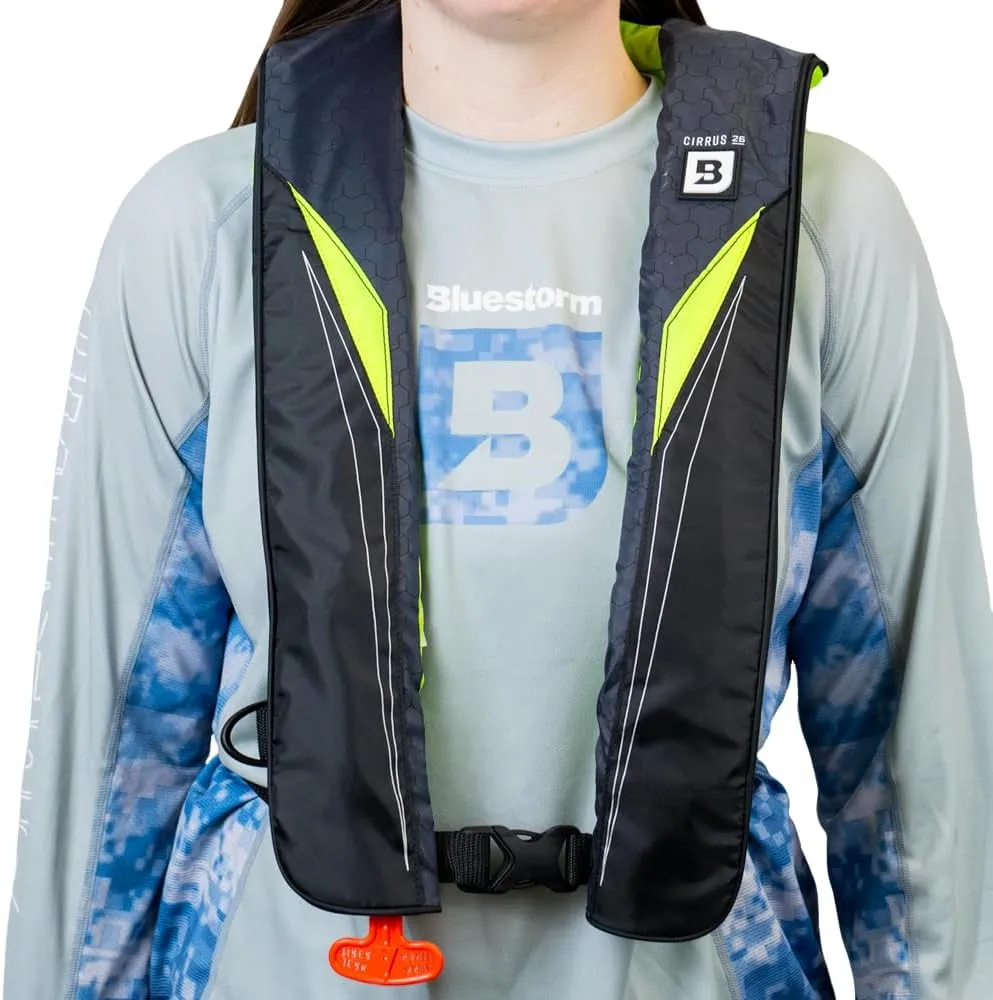 BLUESTORM Gear Cirrus26 Inflatable PFD Life Jackets for Adults | US Coast Guard Approved Automatic Life Vest w/Manual Override Convertibility