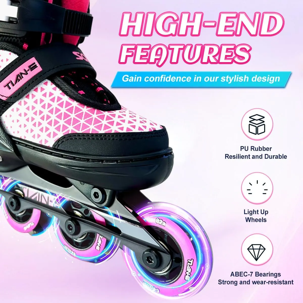 Boys Girls Adjustable Inline Skates Roller Skates 2 in 1 Convertible Roller Blade for Children Kids