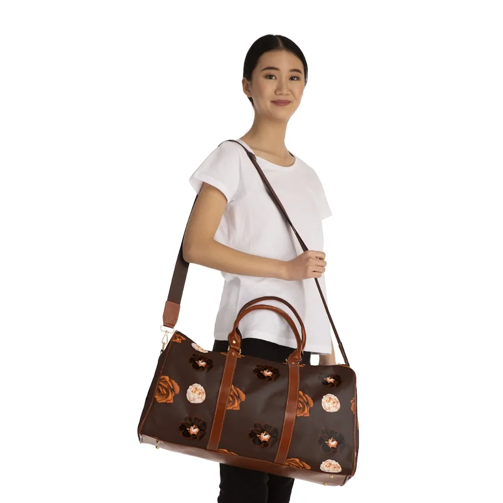 Brown Roses Waterproof Travel Bag