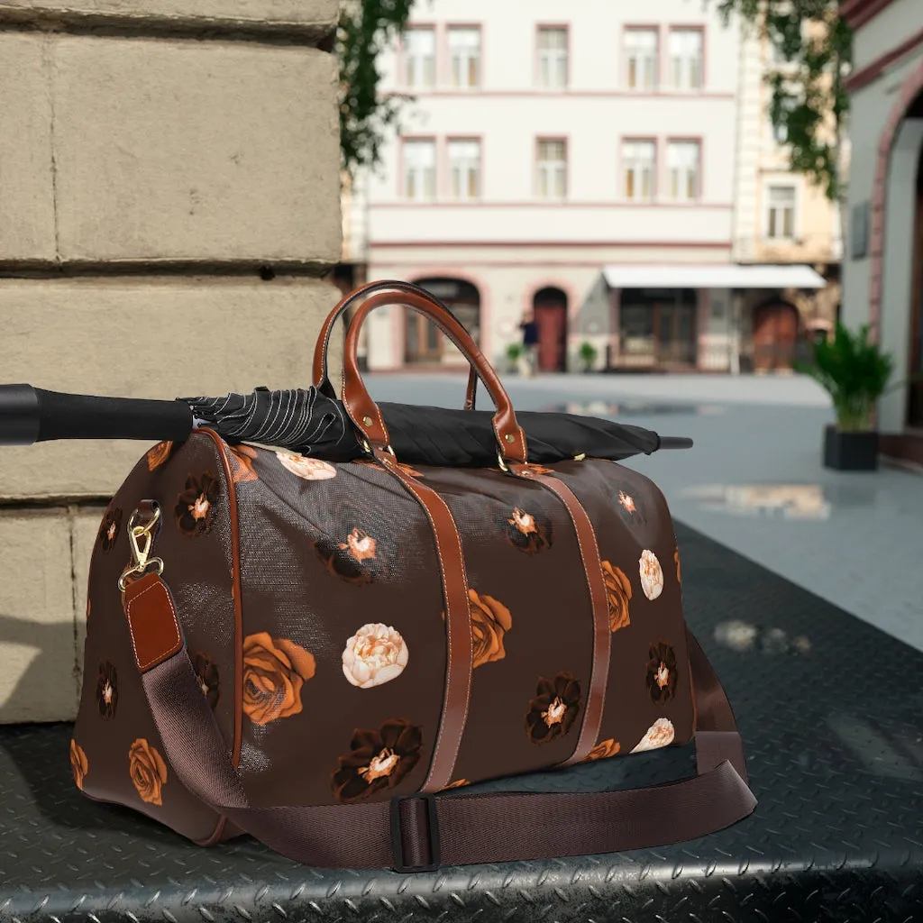 Brown Roses Waterproof Travel Bag