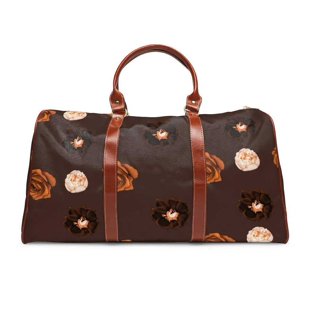 Brown Roses Waterproof Travel Bag