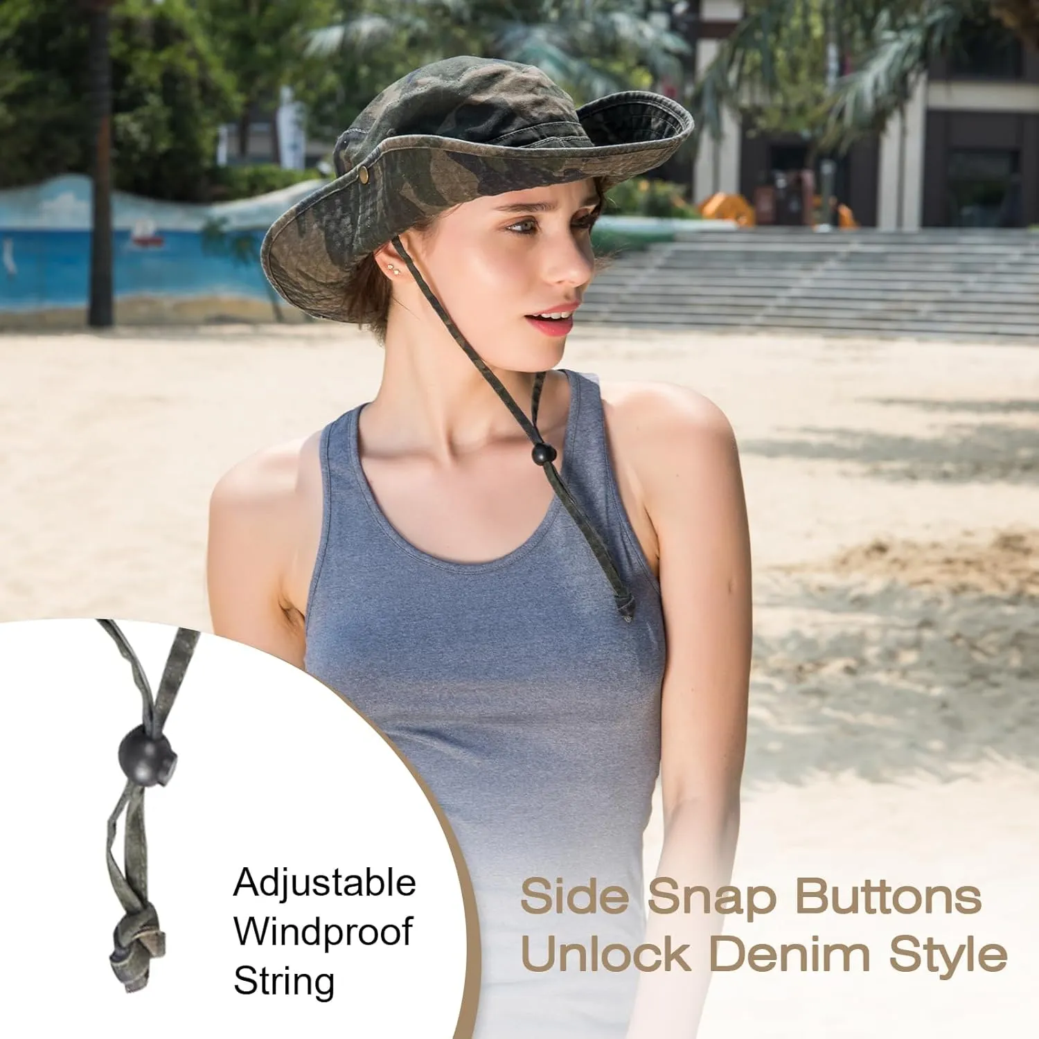 Bucket Hat Wide Brim UV Protection Sun Hat Boonie Hats Fishing Hiking Safari Outdoor Hats for Men and Women