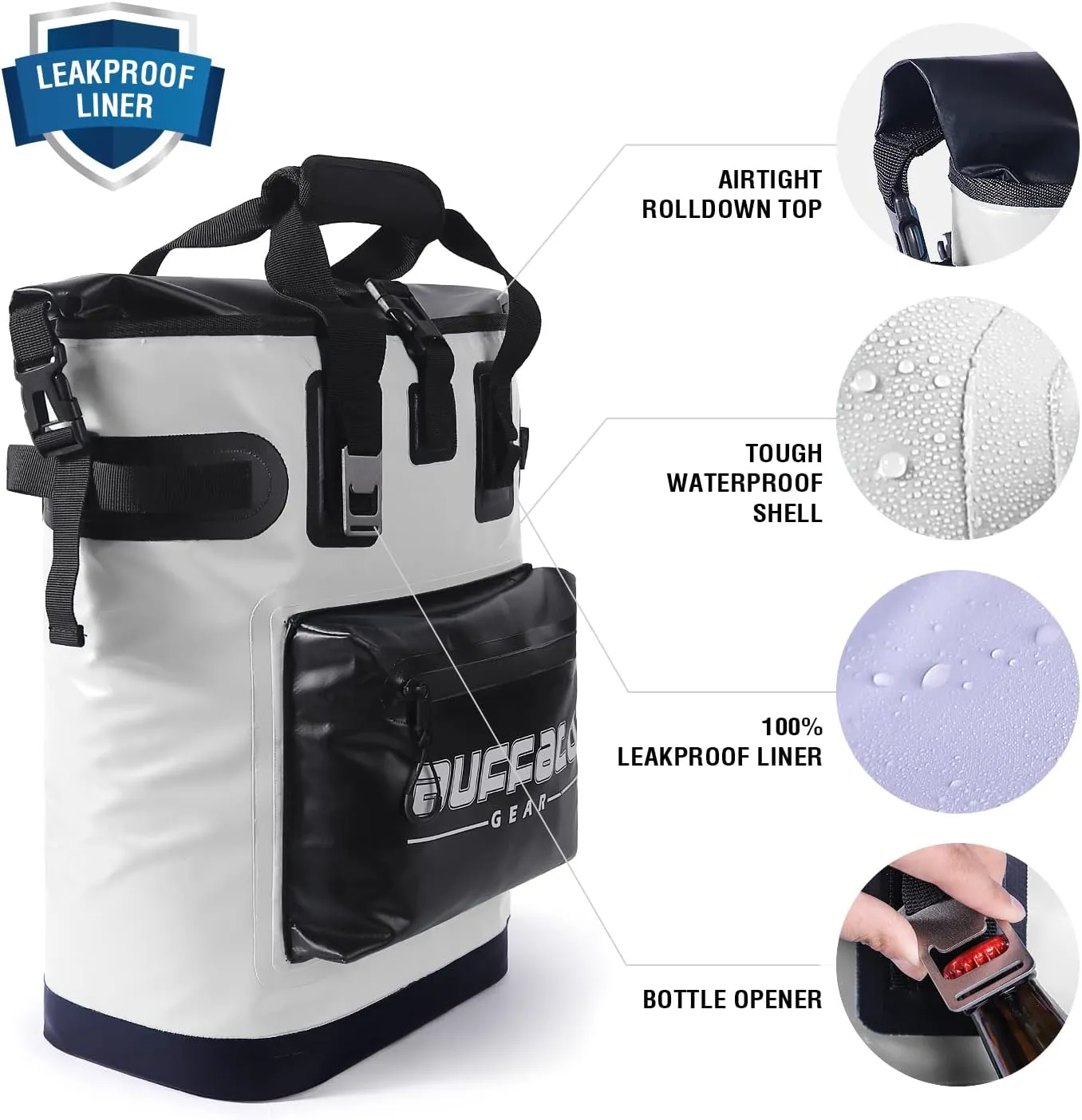 Buffalo Gear Cooler Backpack18L,30L Leakproof Camping Backpack Cooler Insulated Cooler for Picnic Beach Hiking Park Fishing